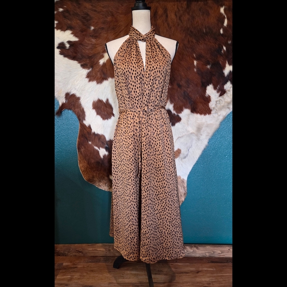 Leopard Print Halter Jumpsuit